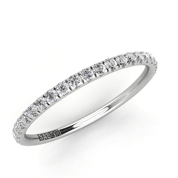 French Pave Petite Rounded Comfort Fit Wedding Band